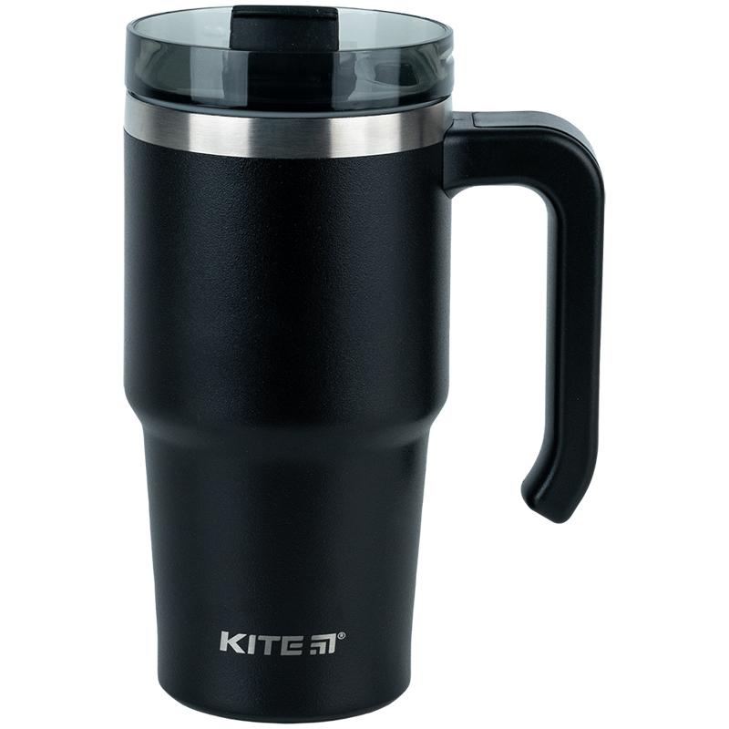 Термокухоль з ручкою, KITE K24-1207-1, 600 мл, чорний